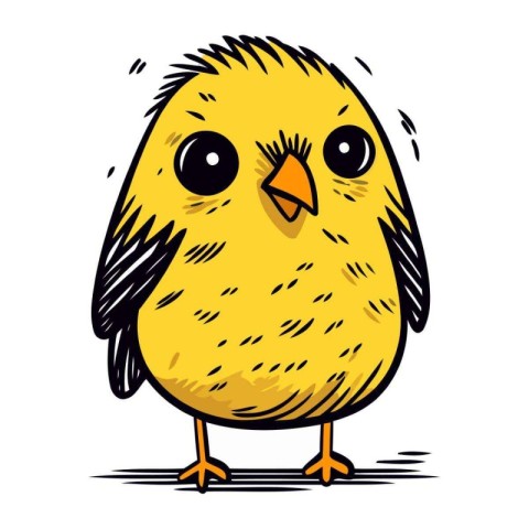 Cute little yellow chick on a white background. Vector illustrat