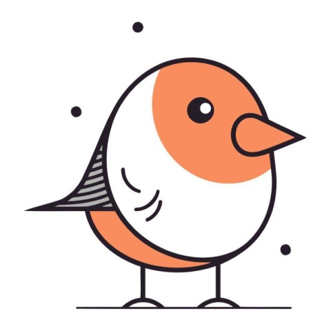 Cute little bullfinch bird cartoon character. Vector illustratio