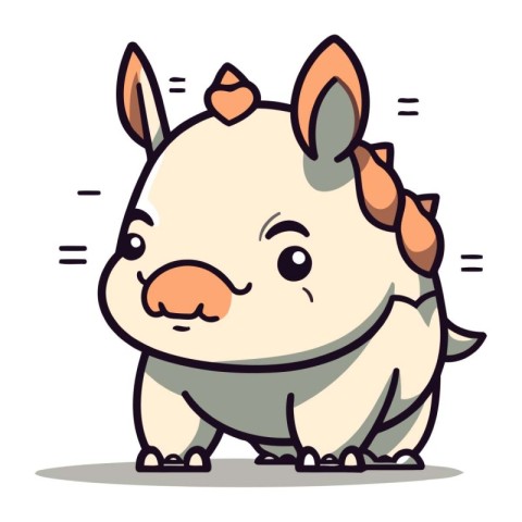 Cartoon cute little rhinoceros. Vector illustration in flat styl