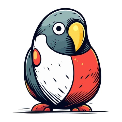 Vector illustration of a cute cartoon parrot isolated on white b