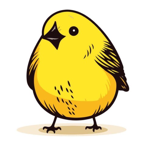 Vector illustration of a cute little yellow bird isolated on whi