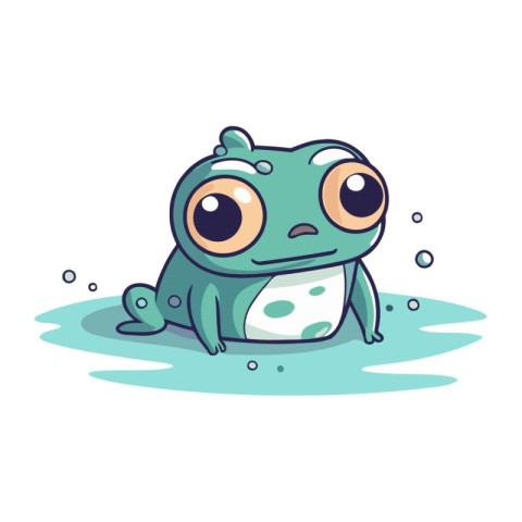 Cute little cartoon frog. Vector illustration isolated on white