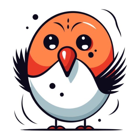 Cute cartoon bird. Vector illustration isolated on a white backg