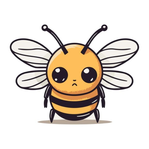 Cute cartoon bee. Vector illustration. Isolated on white backgro