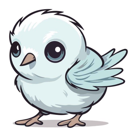 Cute little bird isolated on a white background. Vector illustra