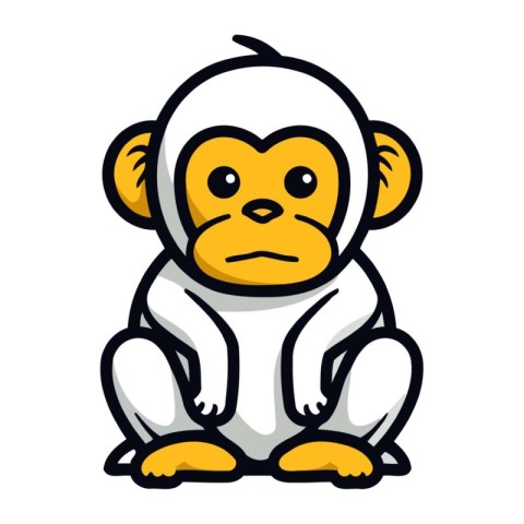 Monkey Cartoon Character Vector Icon Illustration Isolated on Wh