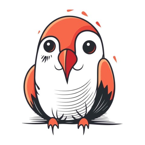 Cute red parrot isolated on white background. Vector illustratio