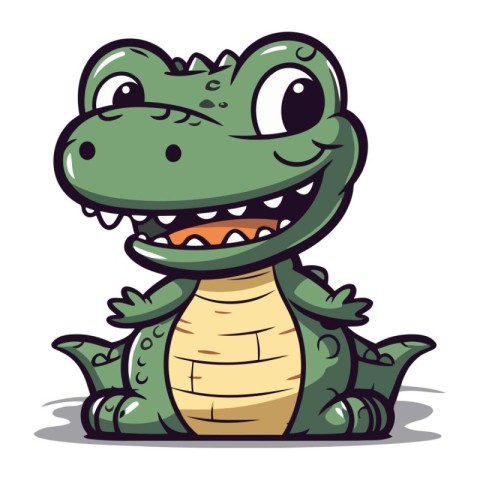 Cute crocodile isolated on a white background. Vector illustrati