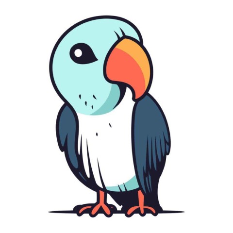 Cute parrot cartoon vector illustration isolated on a white back