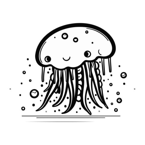 Jellyfish doodle icon. Hand drawn vector illustration.