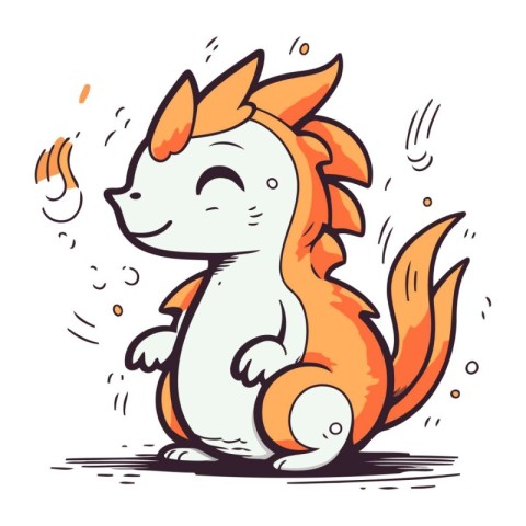 Cute cartoon horse sitting on the ground. Vector illustration is