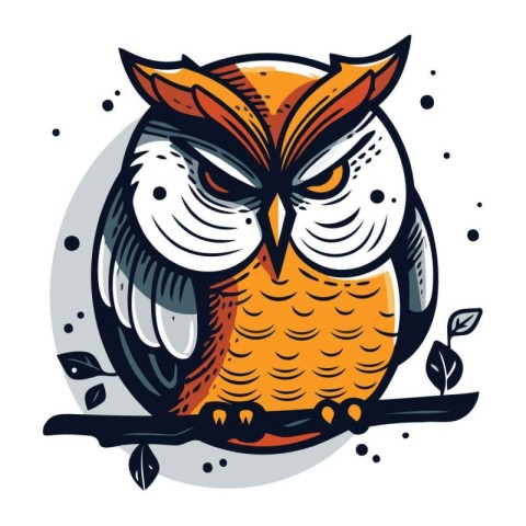 Owl. Vector illustration isolated on white background. Hand draw