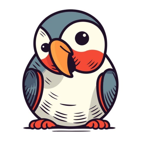 Penguin cartoon vector illustration. Cute little parrot characte