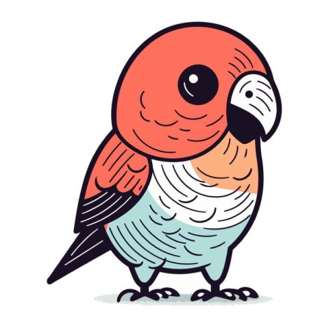 Cute parrot vector illustration. Isolated on white background.