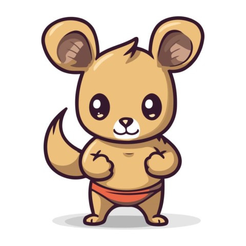 Cute little hamster cartoon character. Vector illustration. Isol