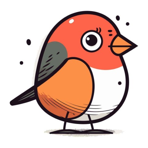 Cute cartoon bullfinch. Vector illustration on white background.