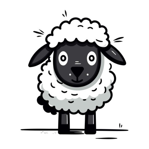 Cute cartoon sheep. Vector illustration isolated on a white back