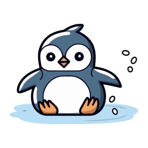 Cute penguin cartoon vector illustration isolated on a white bac