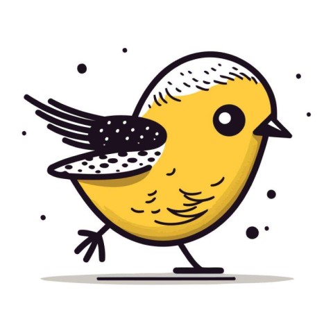 Cute little bird vector illustration. Hand drawn cartoon bird ch