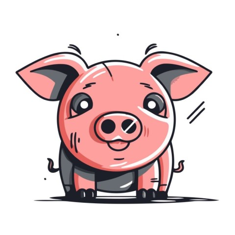 Funny pig cartoon vector illustration. Cute pig character design