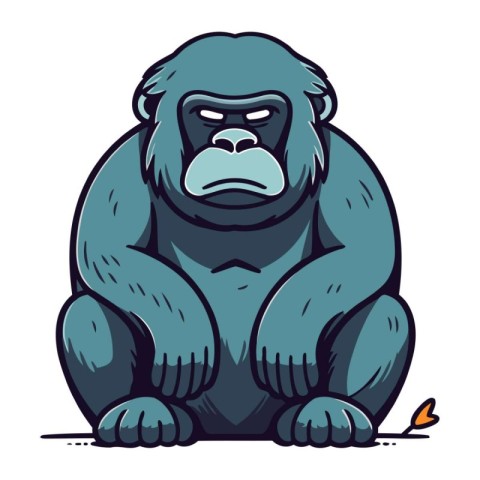 Vector illustration of a Gorilla sitting on the ground. Isolated