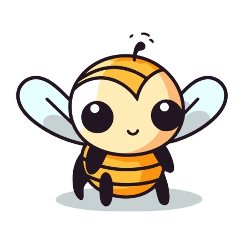 Cute Bee Cartoon Mascot Character Design Vector Illustration.