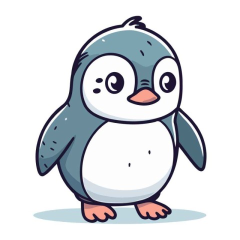 Cute cartoon penguin. Vector illustration isolated on white back