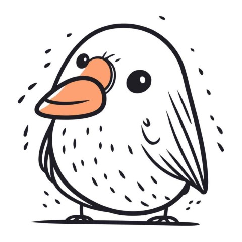 Cute cartoon little bird. Vector illustration isolated on white