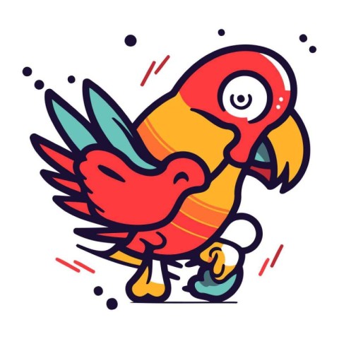 Cute parrot. Vector illustration in doodle style.