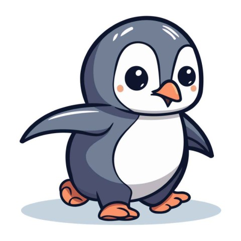 Cute penguin cartoon isolated on white background. Vector illust