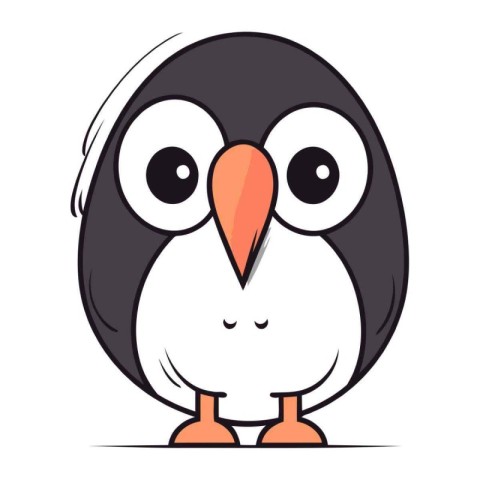 Cute penguin cartoon vector illustration isolated on white backg