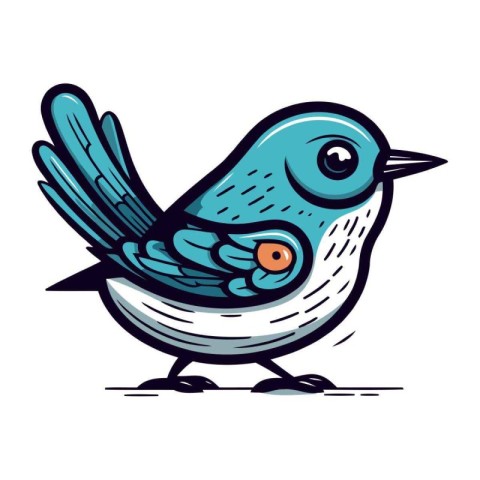 Vector illustration of a blue bird. isolated on a white backgrou