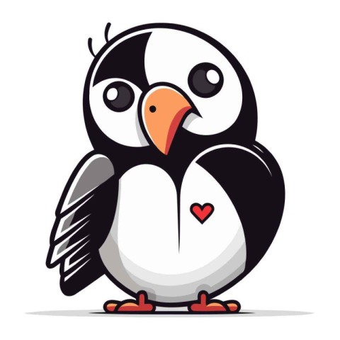 Cute cartoon penguin isolated on white background. Vector illust