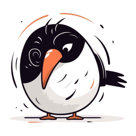 Cute cartoon penguin. Vector illustration isolated on white back