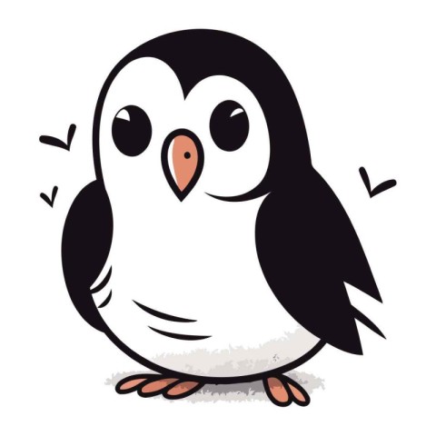 Cute penguin on white background. Vector illustration of cartoon