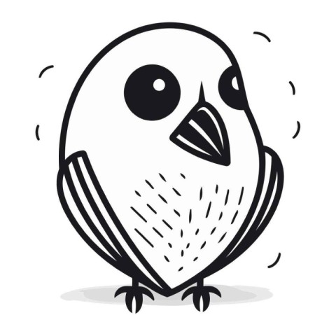 Cute cartoon owl. Black and white vector illustration isolated o