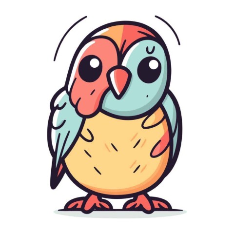 Cute cartoon parrot. Vector illustration. Isolated on white back