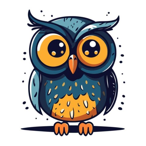 Cute cartoon owl. Vector illustration isolated on a white backgr