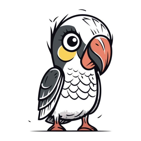 Cute cartoon parrot. Vector illustration. Isolated on white back