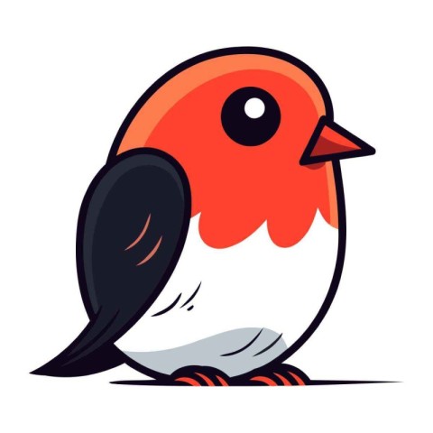 Vector illustration of a cute red robin isolated on white backgr