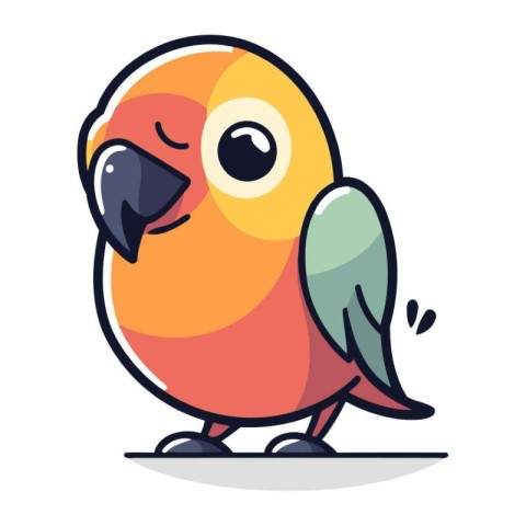 Cute parrot cartoon character. Vector illustration in colorful f