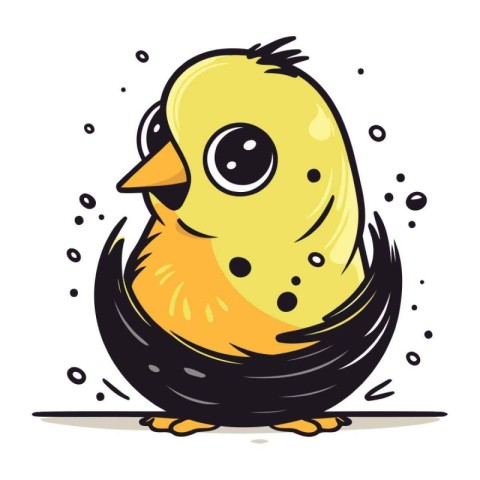 Cute yellow chick isolated on white background. Vector cartoon i