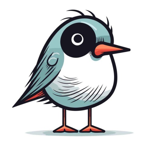 Cute cartoon bird. Vector illustration isolated on a white backg