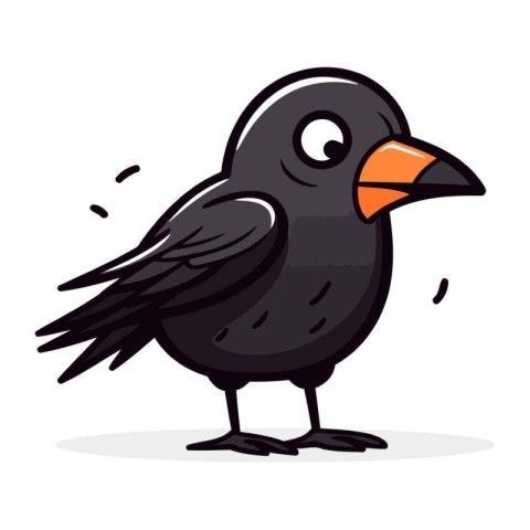 Cute cartoon crow. Vector illustration isolated on a white backg