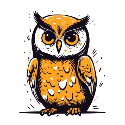 Owl. Hand drawn vector illustration. Isolated on white backgroun