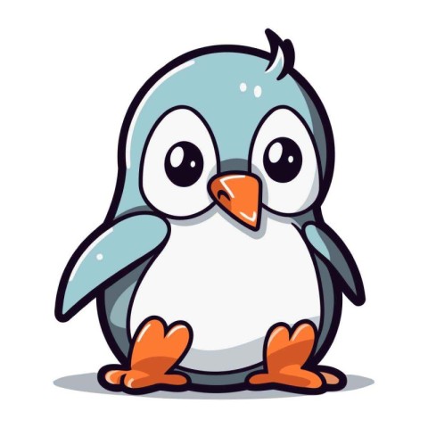 Cute penguin cartoon character vector illustration. Cute cartoon