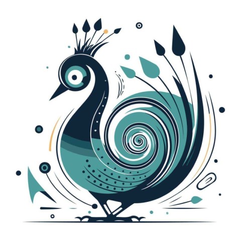 Peacock. Vector illustration. Isolated on white background.