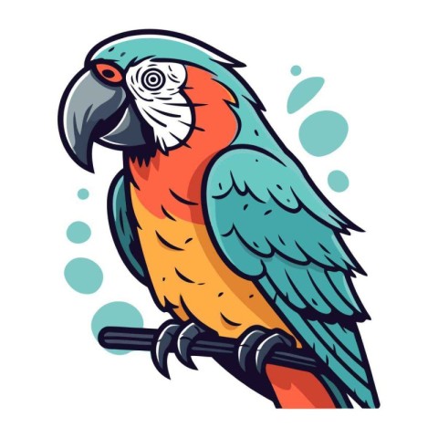 Colorful parrot isolated on a white background. Vector illustrat