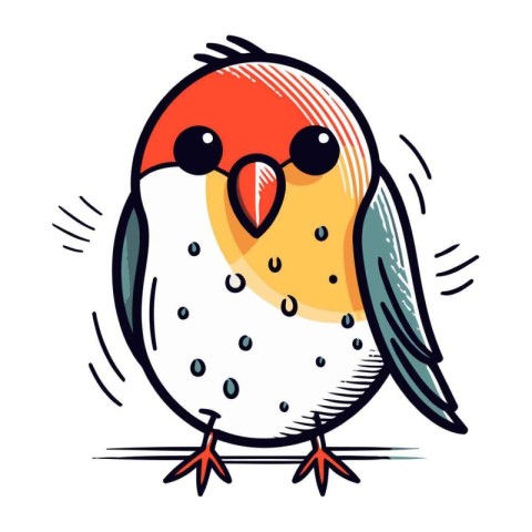 Cute cartoon bird. Vector illustration of a cute little bird.