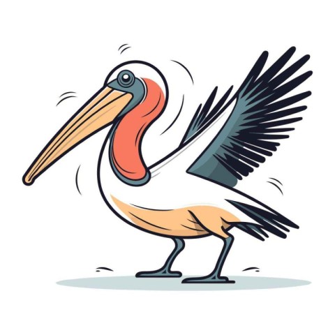 Pelican. Vector illustration isolated on white background. Carto